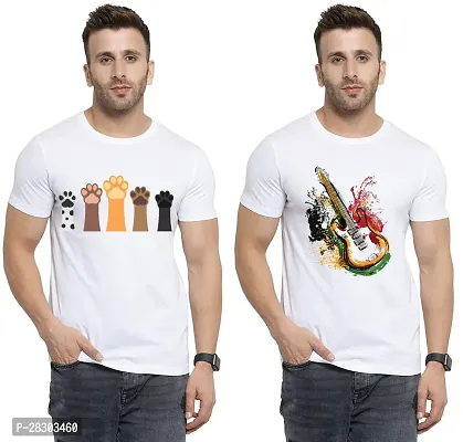 Reliable White Polycotton Printed Round Neck Tees For Men Pack Of 2-thumb0