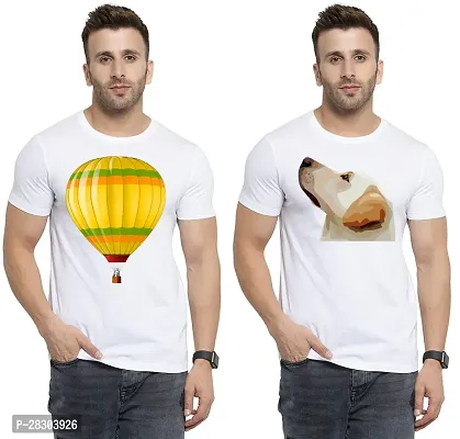 Reliable White Polycotton Printed Round Neck Tees For Men Pack Of 2-thumb0