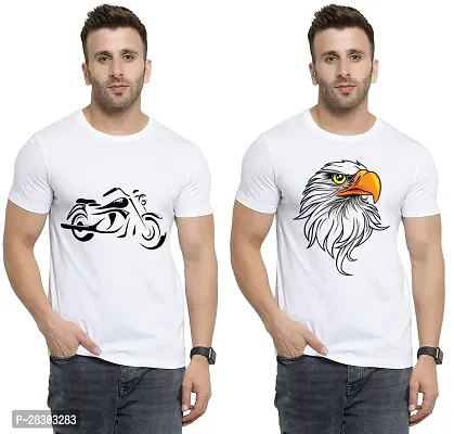 Reliable White Polycotton Printed Round Neck Tees For Men Pack Of 2-thumb0