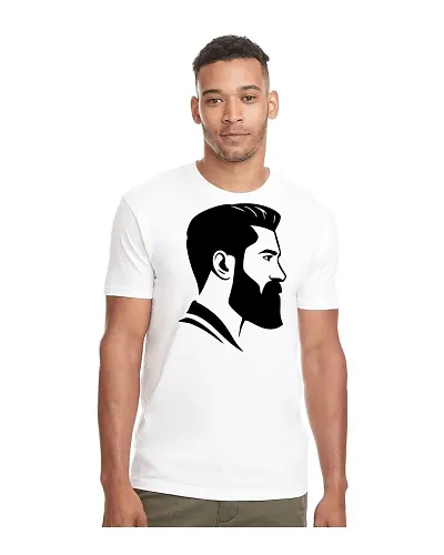 Stylish White Polycotton Printed Tees For Men