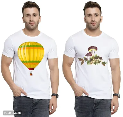 Reliable White Polycotton Printed Round Neck Tees For Men Pack Of 2-thumb0