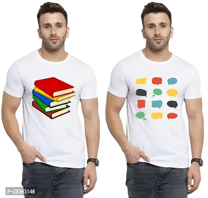 Reliable White Polycotton Printed Round Neck Tees For Men Pack Of 2-thumb0