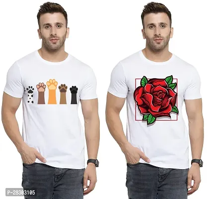 Reliable White Polycotton Printed Round Neck Tees For Men Pack Of 2-thumb0