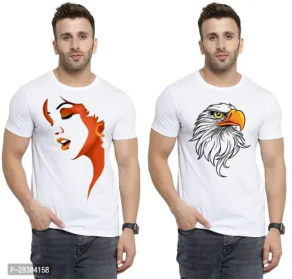 Reliable White Polycotton Printed Round Neck Tees For Men Pack Of 2-thumb0