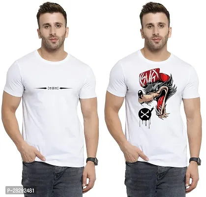 Reliable White Polycotton Printed Round Neck Tees For Men Pack Of 2-thumb0