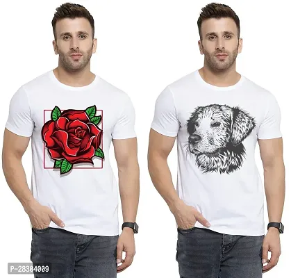 Reliable White Polycotton Printed Round Neck Tees For Men Pack Of 2-thumb0