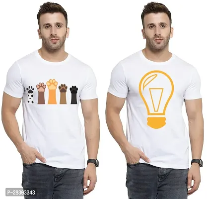 Reliable White Polycotton Printed Round Neck Tees For Men Pack Of 2-thumb0