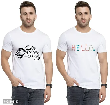 Reliable White Polycotton Printed Round Neck Tees For Men Pack Of 2-thumb0