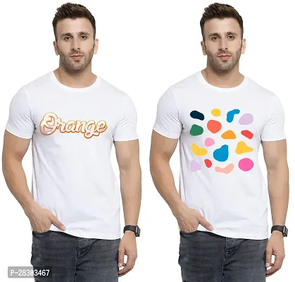 Reliable White Polycotton Printed Round Neck Tees For Men Pack Of 2-thumb0