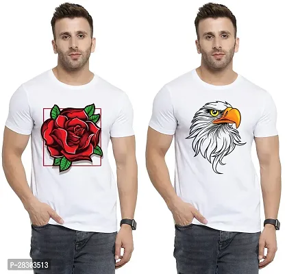 Reliable White Polycotton Printed Round Neck Tees For Men Pack Of 2-thumb0