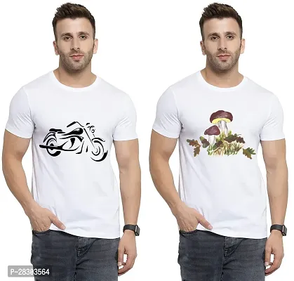 Reliable White Polycotton Printed Round Neck Tees For Men Pack Of 2-thumb0