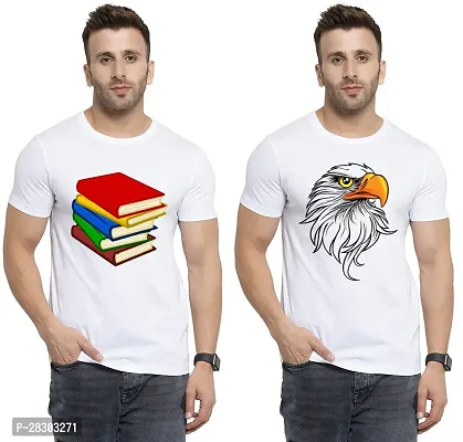 Reliable White Polycotton Printed Round Neck Tees For Men Pack Of 2-thumb0