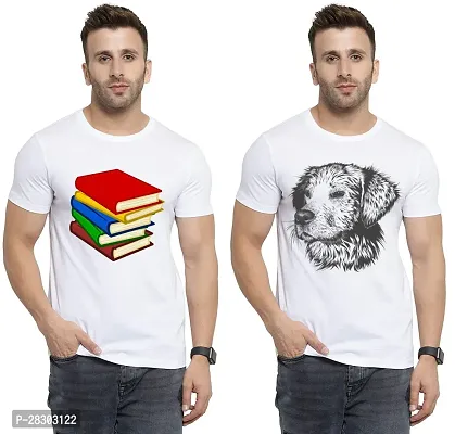 Reliable White Polycotton Printed Round Neck Tees For Men Pack Of 2-thumb0