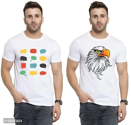 Reliable White Polycotton Printed Round Neck Tees For Men Pack Of 2-thumb0