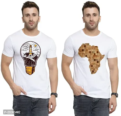 Reliable White Polycotton Printed Round Neck Tees For Men Pack Of 2-thumb0