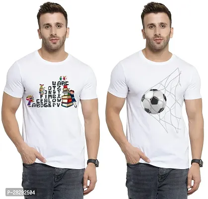 Reliable White Polycotton Printed Round Neck Tees For Men Pack Of 2-thumb0