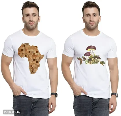 Reliable White Polycotton Printed Round Neck Tees For Men Pack Of 2-thumb0