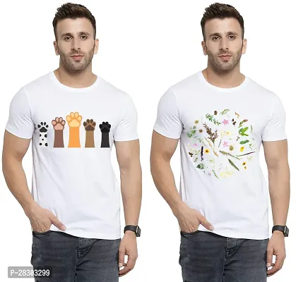 Reliable White Polycotton Printed Round Neck Tees For Men Pack Of 2-thumb0