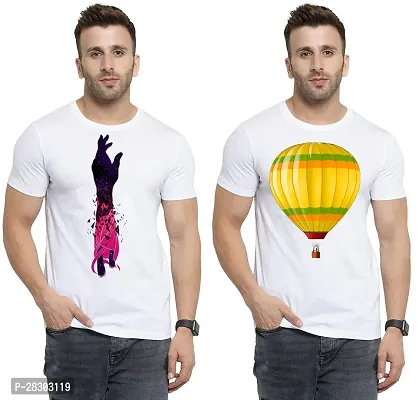 Reliable White Polycotton Printed Round Neck Tees For Men Pack Of 2-thumb0