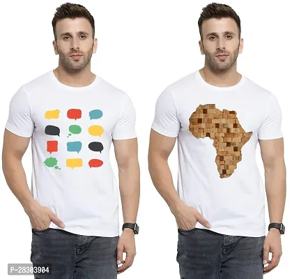 Reliable White Polycotton Printed Round Neck Tees For Men Pack Of 2-thumb0