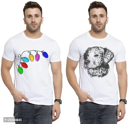 Reliable White Polycotton Printed Round Neck Tees For Men Pack Of 2-thumb0