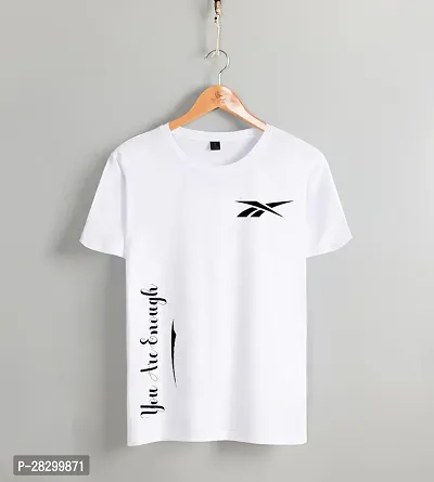 Stylish White Polycotton Printed Round Neck Tees For Men