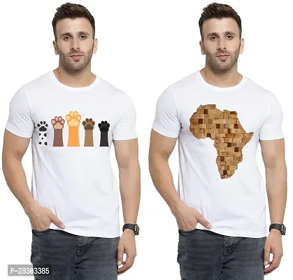 Reliable White Polycotton Printed Round Neck Tees For Men Pack Of 2-thumb0