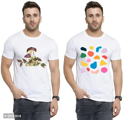 Reliable White Polycotton Printed Round Neck Tees For Men Pack Of 2-thumb0