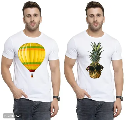 Reliable White Polycotton Printed Round Neck Tees For Men Pack Of 2-thumb0