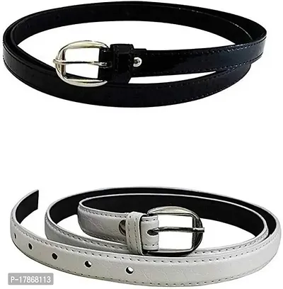 Stylish Fancy Artificial Leather Belt For Women Pack Of 2-thumb0