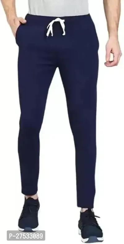 Stylish Cotton Navy Blue Slim Fit Joggers For Men-thumb0