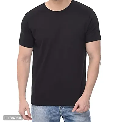 Reliable Black Cotton Round Neck Tees For Men-thumb0