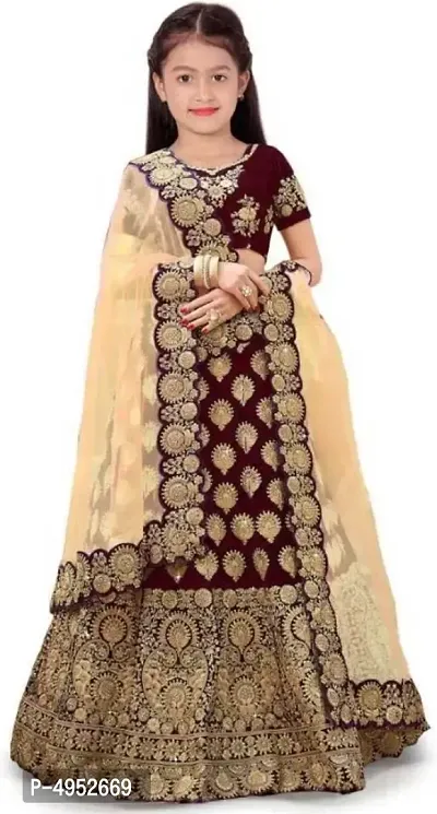 New Fashion Adda Girl's Silk Semi-stitched Lehenga Choli-thumb0