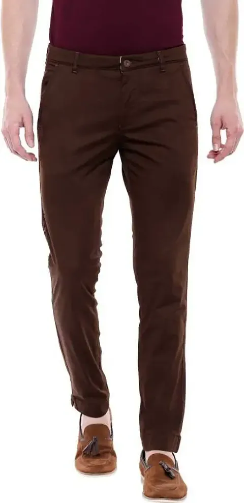 Stylish Cotton Solid Regular Trousers For Men