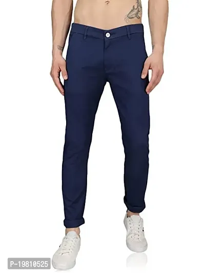 Stylish Blue Cotton Solid Trouser For Men-thumb0