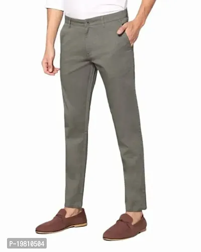 Stylish Olive Polycotton Solid Trouser For Men-thumb0