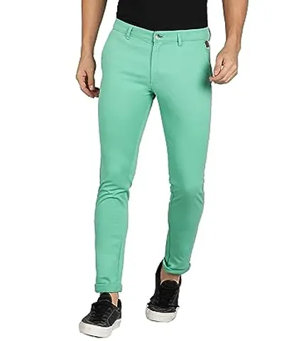 Stylish Blend Solid Regular Trousers For Men