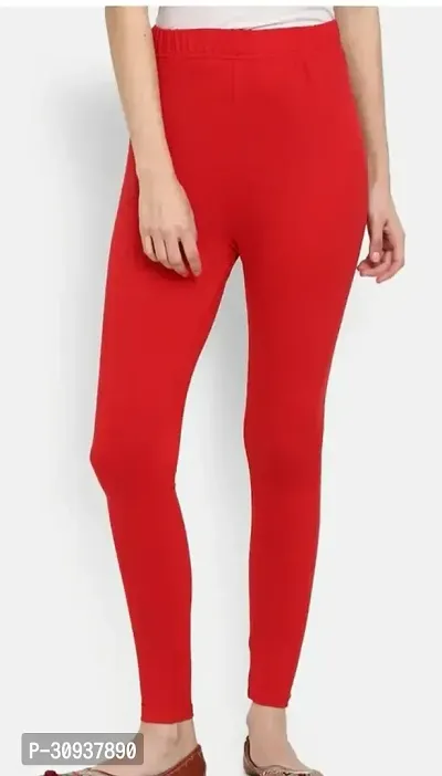 Stylish Red Cotton Lycra Solid Leggings For Women