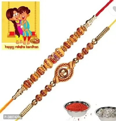 Designer Rakhi Greeting Card Chawal Roli Pack With Tikka Chawal Pack With 2 Rakhi-thumb0