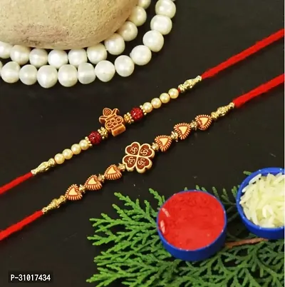 Designer Rakhi Chawal Roli Pack With 2 Rakhi-thumb0