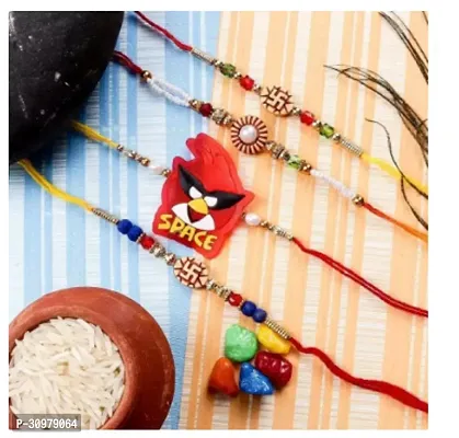 Elegant Raksha Bandhan Rakhi for Brother with Tikka Chawal Pack of 4