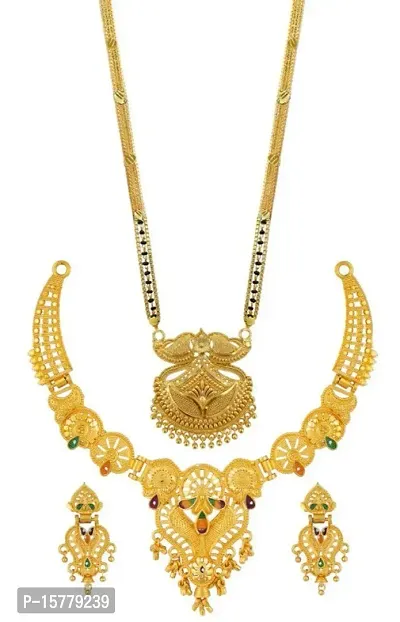 Stylish Golden Brass Crystal American Diamond Jewellery Sets For Women