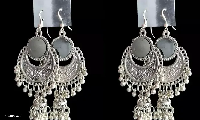 Earring Long Earrings Jhumka Earrings In Silver Colour In Metal For Girls And Women-thumb0