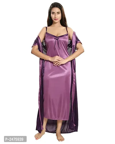 Purple Satin Solid  Robe-thumb0