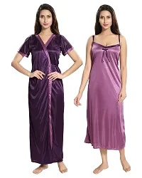 Purple Satin Solid  Robe-thumb1