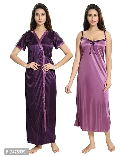 Purple Satin Solid  Robe-thumb2