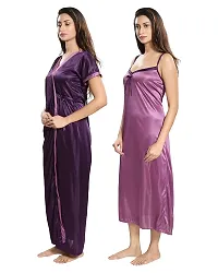 Purple Satin Solid  Robe-thumb2