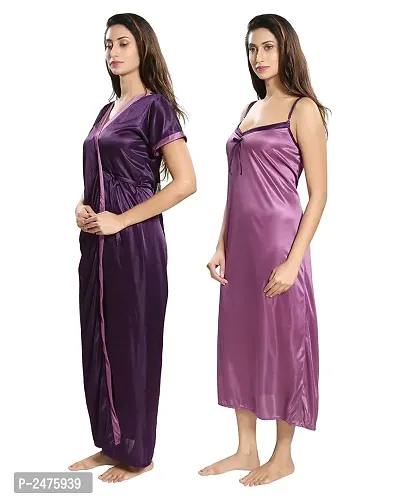 Purple Satin Solid  Robe-thumb3