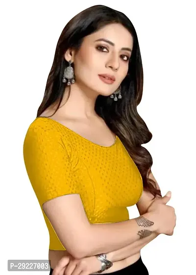 Stylish Yellow Cotton Blend Stitched Blouses For Women-thumb3