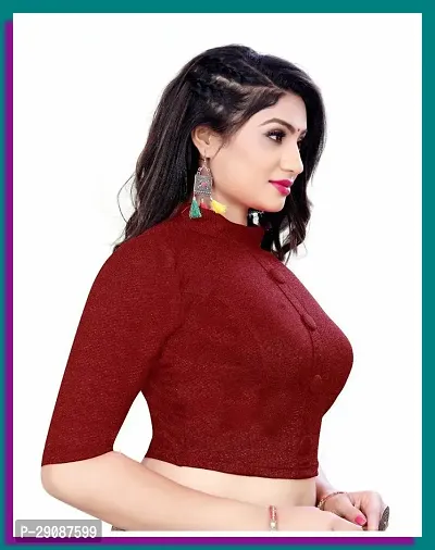 Reliable Maroon Cotton Blend Stitched Blouses For Women-thumb2